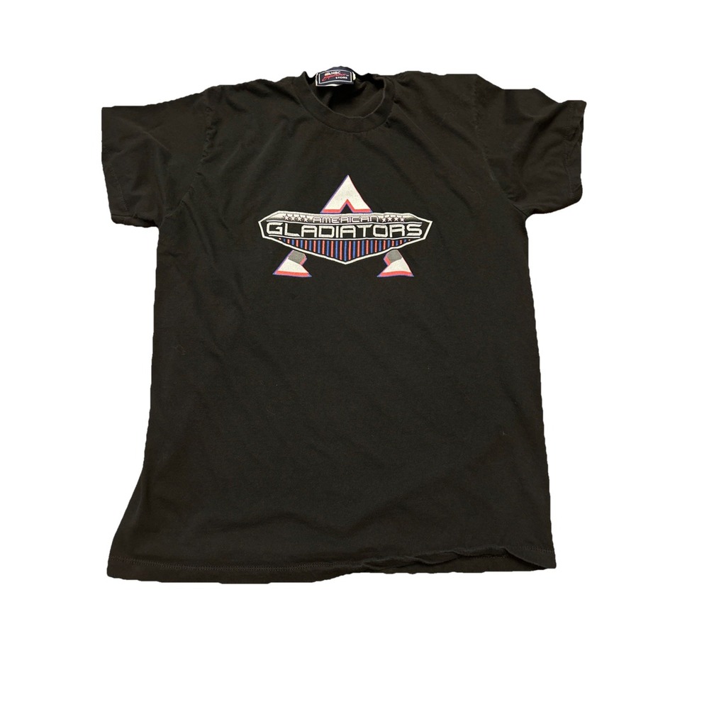 AMERICAN GLADIATORS (2008) T‎ Shirt Black Faded L NBC Experience Store
